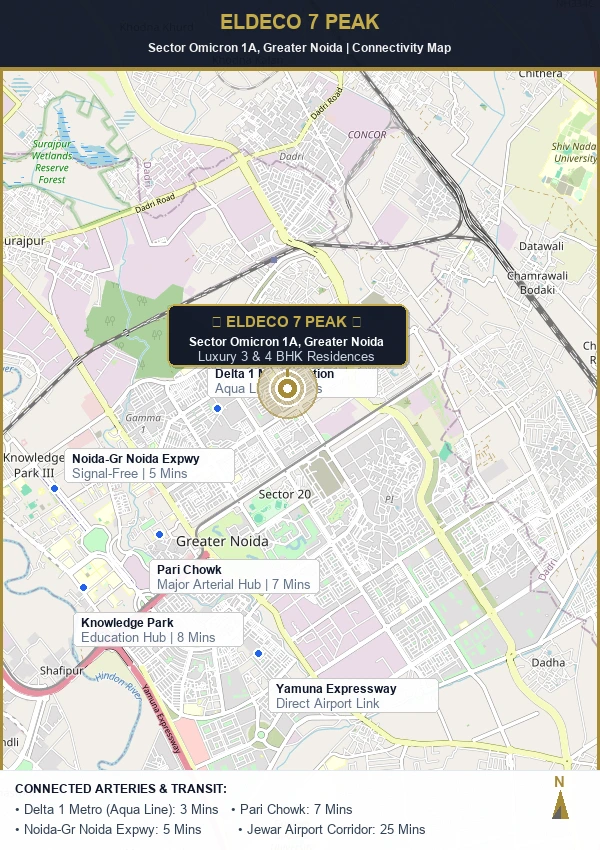 Eldeco 7 Peak Strategic Location Map in Sector Omicron 1A Greater Noida